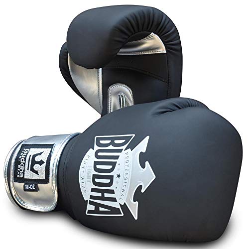 Buddha Fight Wear Guantes de Boxeo Top Fight Negro Mate 10 Onzas