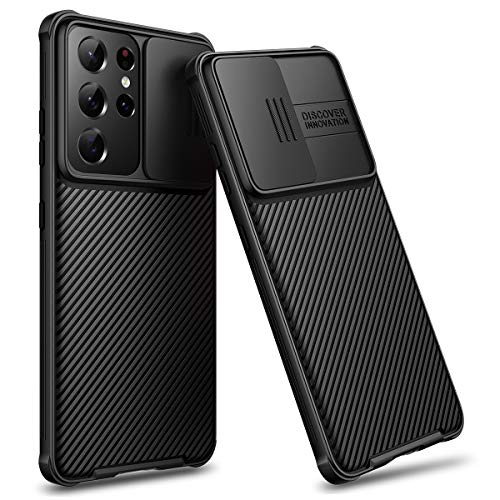 CE-Link Funda para Samsung Galaxy S21 Ultra Protección de la Cámara Rígida PC Delgado Ligera Resistente Impactos Carcasa Anti-Golpes Anti-Arañazos Protectora Case Cover para Samsung S21 Ultra - Negro