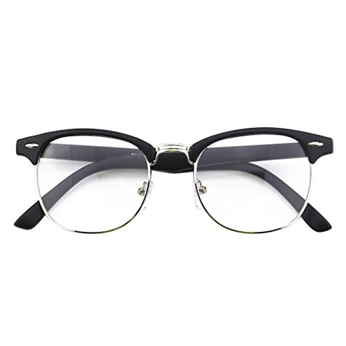 CGID CN56 Retro Anteojos Lente Claro Gafas Para Mujer y Hombre,Mate Negro