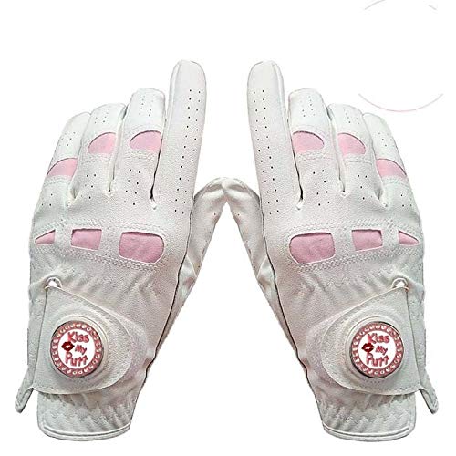 Cómodo Cuero Guantes de Golf Par Mujeres con Marcador de la Bola de la Mano Derecha Izquierda Todas Las Condiciones meteorológicas Grip Tamaño S M L XL Guante Golf Mujer