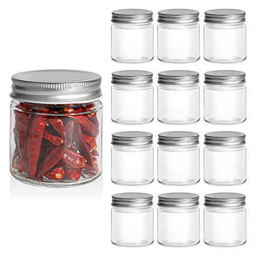 ComSaf 250ml Tarros de Cristal con Tapas, Botes Cocina para Conservas Pack de 12, Vasos de Rosca Cerrado Hermético para Yogurtera, Transparente