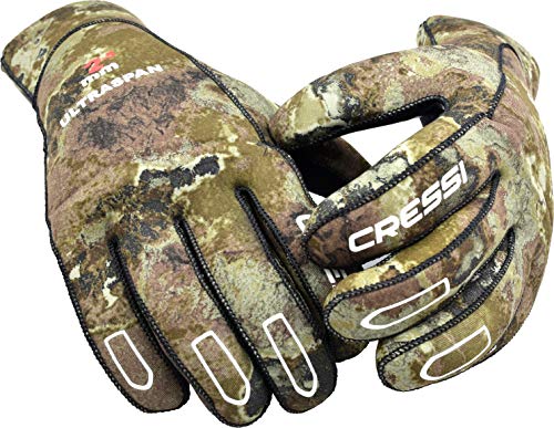 Cressi ultraspan Camuflaje, 2,5 mm – Guantes de Buceo Pesca submarina Calidad Desde 1946