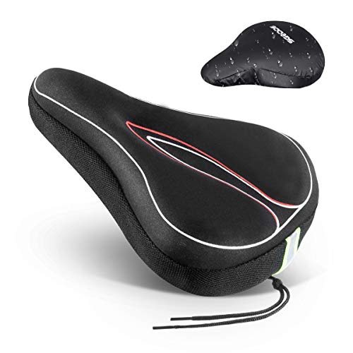 Cubierta de Asiento de Bicicleta, SGODDE Funda Sillin Bicicleta Gel 18 x 28 cm, Sillín Cubre Bicicleta de Espuma Memoria,Sillín Cojín Suave para Bicicleta con Funda Anti-Polvo y Impermeable(Universal)