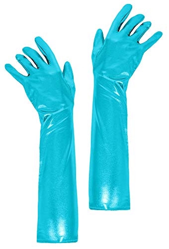 Das Kostümland Brillo metálico Guantes Brillo 40 cm - Accesorios Guantes Princesa Show Bailarina Flapper Girl Diva Disfraz Disfraz Carnaval Despedida de Soltero Fiesta temática Baile (Turquesa)