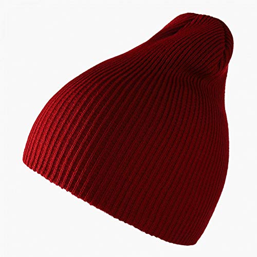 DDMCAP Gorra de Invierno para Mujer, Chica, Chica, Macho, Tejido, Gorro de otoño Suave, cálido, Unisex, Color sólido, Unisex Adulto, Granate, Talla única