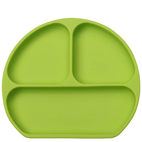 DEBAIJIA Bebé Niños Mantel Plato de Silicona Fuerte Succión Ventosa Placemat Grado Alimenticio Trona Infantil Antideslizante Portátil FDA y Sin BPA-Microonda Seguro, Regalo Bautizo(Verde)