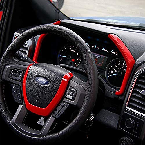 Decoración de la Salida de Aire Acondicionado del Coche Accesorios Interiores Guarnecido del salpicadero Tablero de Instrumentos Cubierta Decorativa Tiras Marco, para Ford F150 2015+ Car Styling-Red