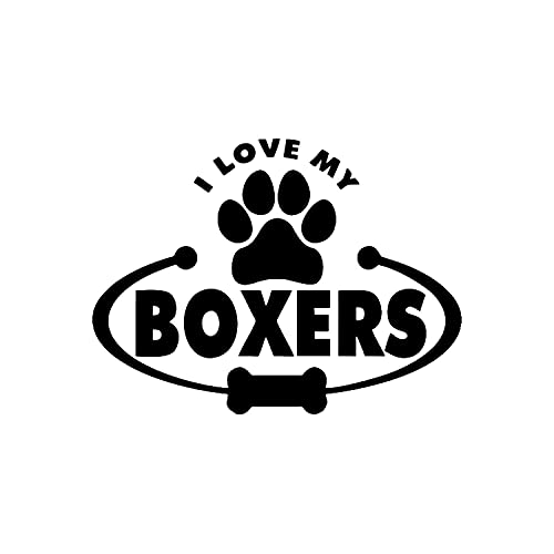 DKISEE Calcomanía de vinilo con texto en inglés "I Love My BOXER" para coche, camiones, furgonetas, paredes, portátil, 5.5 pulgadas