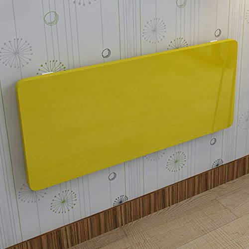 Dormitorio Sala De Estar Mesa Plegable para Montaje En Pared Mesa para Computadora, Mesa De Lavandería para Garaje, Mesa De Comedor para Cocina, Blanco/Amarillo, 4 Tamaños