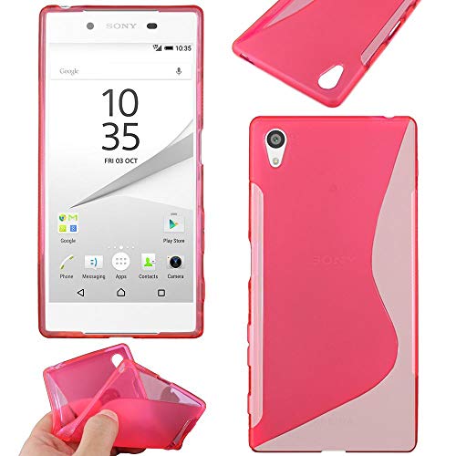 ebestStar - Funda Compatible con Sony Xperia Z5, Z5 Dual Carcasa Gel Silicona Gel TPU Motivo S-línea, S-Line Case Cover, Rosa [Aparato: 146 x 72 x 7.3mm, 5.2'']