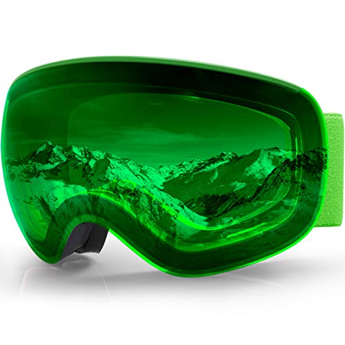 eDriveTech Gafas de esquí, snowboard del esquí contra la niebla GogglesAdult muchachos jóvenes niñas junior intercambiable 100% protección UV sobre los vidrios esféricos