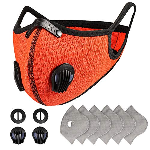 EEIEER Funda Protectora Bucal Dust Reusable Cover con 7 Filtros de Carbón Activo y 4 Válvulas, Resistente al Polvo, para Motocicleta, Ciclismo, Correr, Actividades al Aire Libre