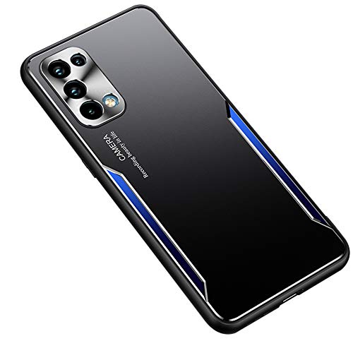 ESTH® Funda para OPPO Find X3 Lite, Armadura híbrida de Aluminio Metal a Prueba de Golpes Marco de Parachoques Carcasa de Silicona Suave, Azul