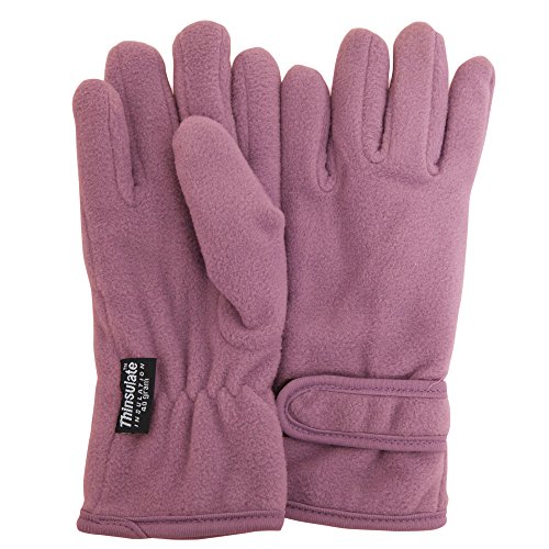 Floso- Guantes lisos térmicos con forro Thinsulate para niñas (9-12 años) (Lila)