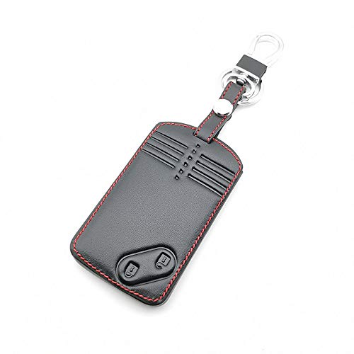 FMXKSW Funda de Cuero con Llave de Tarjeta para Mazda 2 3 5 Premacy Miata 6 8 RX8 MX5 M8 CX-7 CX-9 Verisa MPV 2/3/4 Botones Protector Remoto Fob, 2 Botones Negro