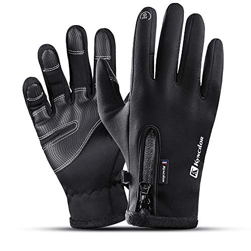 Foron Guantes Invierno Hombre Mujer Guantes Termicos para frio moto ciclismo running bici gym para movil Guantes de Pantalla Táctil Guantes Esquí (Negro, M)