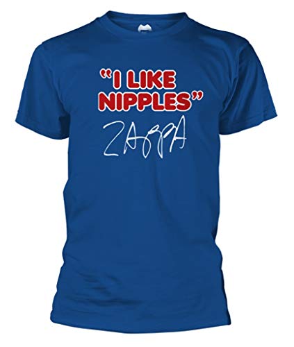 Frank Zappa 'I Like Nipples' (Blue) T-Shirt (Medium)