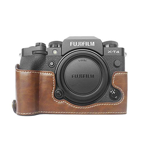 Funda FUJI X-T4, MUZIRI KINOKOO de piel sintética compatible con cámara Fujifilm X-T4, funda protectora para XT4 media funda FUJI XT4 Grip Case (café)