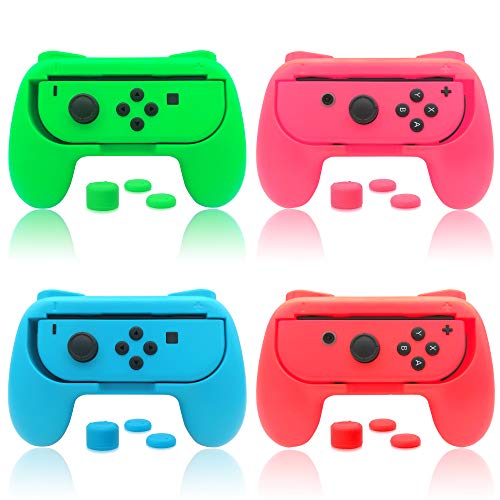 FYOUNG Funda para mando de Nintendo Switch Joy con (superficie de goma, agarre mejorado) [Azul / rojo / rosa / verde]