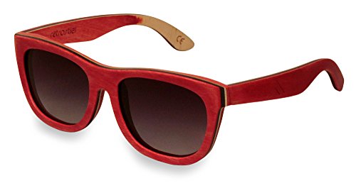 Gafas de sol de madera Skateboard Rojo