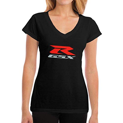 GDESFR Suzuki-gsx-r-Logo Camisetas para Mujer Algodón Manga Corta Negro