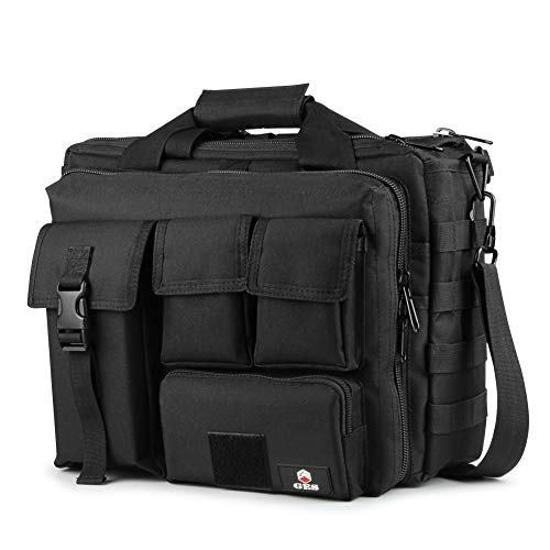 GES multifunción para Hombre al Aire Libre Hombro táctico portátil Bolsa Militar de Nylon de Metal Hebilla portátil Messenger Cartera Bolsos para 17.3"portátil/cámara(Negro-17.3")