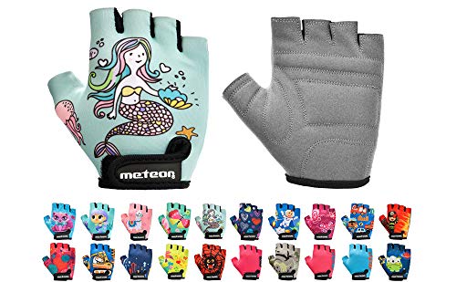 Guantes Bicicleta MTB BMX Ciclismo Montaña Carretera Fitness Gimnasio Bici Escalada Senderismo y Otros Deportes Guantes Deportivos Sin Dedos para Mujer y Hombre (JR S ~ 6,5-7cm, Octopus's Garden)