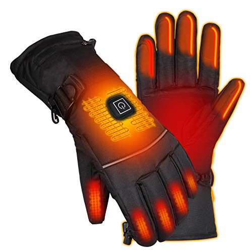 Guantes Calefactables Con batería recargable, 3 Temperaturas Ajustables, Hombre Mujer Invierno Guantes Moto Calefactables, Ideal para Esquí Senderismo Equitación, Con Función de Pantalla Táctil