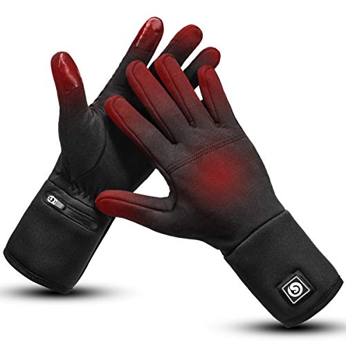 Guantes Calefactores, Guantes Calefactores Forro Bicicleta Motocicleta Esquí Pesca Senderismo Caza Artritis Protector de Mano Batería Recargable (Negro, XS/S)