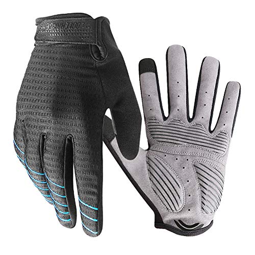 Guantes Ciclismo Pantalla Táctil Hombre Mujeres, Verano Cómodo Respirable Guantes Antideslizantes para MTB Ciclistas de Bicicleta - Azul y Negro M