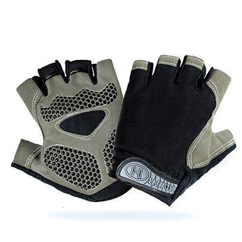 Guantes de Ciclismo MTB Guantes de Bici de Carretera de Medio Dedo, Guantes Deportivos para Gimnasio Moto Entrenamiento, Antideslizantes Guantes Transpirables Verano para Hombre y Mujer, Negro-M