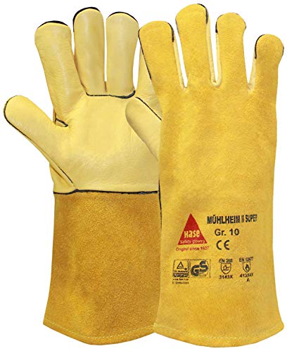 Guantes de compuesto lotex MÜHLHEIM II-SUPER vacuno de piel rugosa TÜV GS, color marrón, talla 8