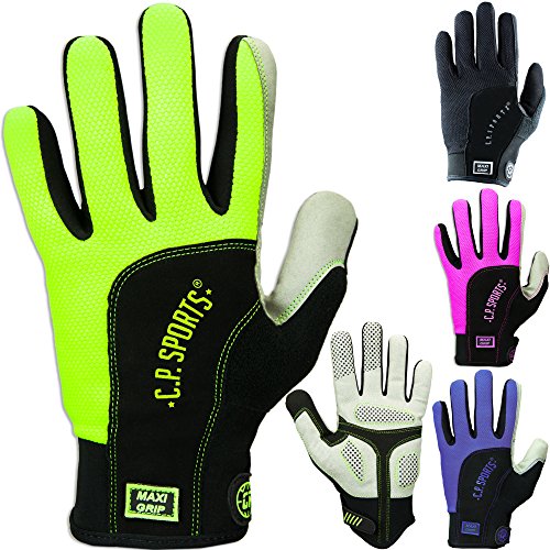 Guantes de fitness Maxi – Grip, guantes de fitness, entrenamiento Guantes para bodybuilding Guantes Pro-Biker, C.P. Sports, amarillo neón