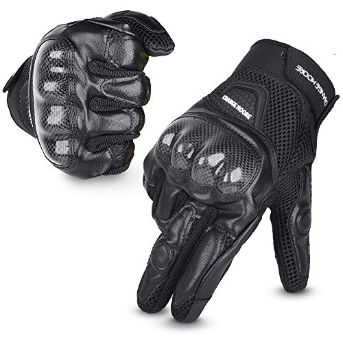 Guantes de Moto, Transpirables Verano Guantes con Pantalla Táctil Protección Dedo Completo, para Motocicleta, Deportes al Aire Libre Negro L