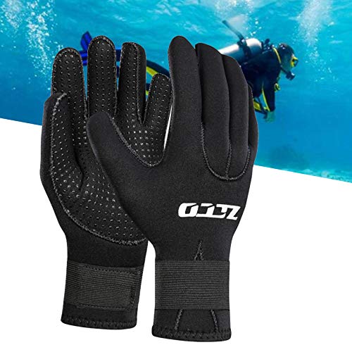 Guantes de Neopreno, 3mm/5mm Guantes Buceo Neopreno Guantes de Neopreno Antideslizantes Cálidos Elásticos para Hombres, Mujeres, Surf, Kayak, Natación, Deportes Acuáticos (Black-3mm,XL)