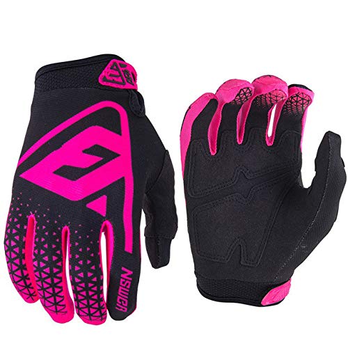 Guantes de Verano para Montar al Aire Libre Guantes de Bicicleta de montaña para Hombres Guantes de Motocicleta de Dedo Largo Guantes Fluorescentes con Letras - Rosa, L