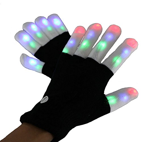 guantes luminosos brillantes Guantes confirmamos luces LED parpadeante dedo delirio de los guantes de 7 colores demostración de la luz de navidad, fiesta, baile, bares y Actuaciones