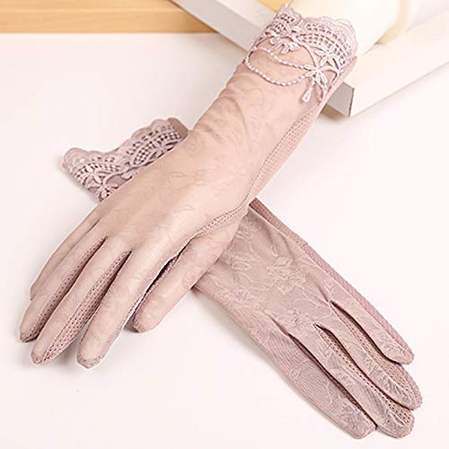 Guuisad Guantes de Encaje de cordón Antideslizantes elásticos, Guantes de Mano para protección Solar con protección Solar para Mujeres, Guantes Mitten, dedicado para Montar al Aire Libre