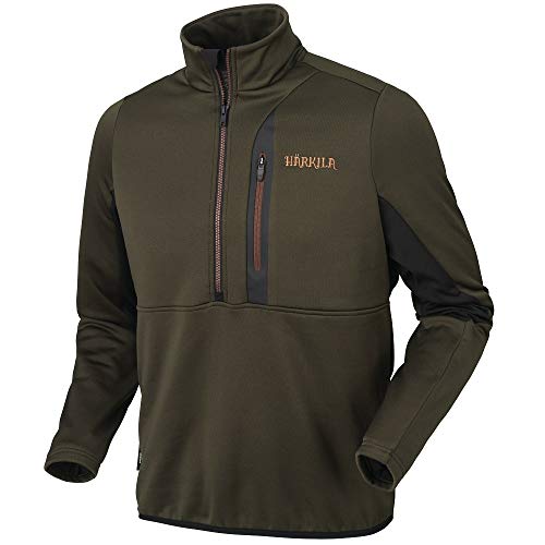 Härkila Sudadera de forro polar para hombre Tidan Hybrid – Sudadera de caza transpirable de material Polartec® Power Stretch® Willow Green / Black XL