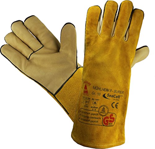 Hase Safety MÜHLHEIM II-SUPER - Guantes de soldadura con forro (piel de vacuno, certificado TÜV GS, talla 9)