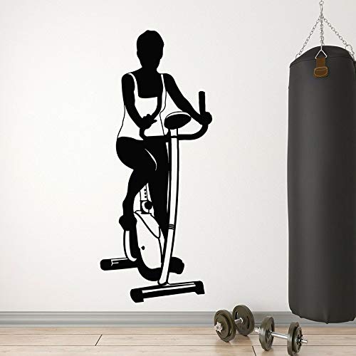 HFDHFH Pegatina de Pared de Gimnasio, Bicicleta de Ejercicio, Deportes, Salud, Fitness, Vinilo, Pegatina de Pared, Dormitorio de niña, decoración del hogar, Mural, calcomanía de Ventana