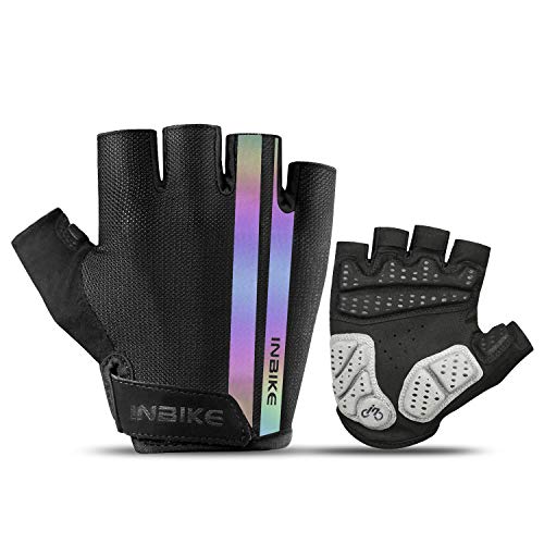 INBIKE Guantes Ciclismo Bicicleta Verano Hombre Guantes Transpirable Bicicleta Montaña Carretera Dedos Cortos Guante Bici Ciclista MTB Antideslizante(Negro & De Colores,XL)