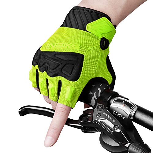 INBIKE Guantes Ciclismo Verano Hombre Mujer con Protecciones Extras Guantes Bicicleta Elásticos Transpirables con Cierre De Velcro(Verde,M)