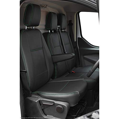 INKA - Fundas de asiento de piel sintética de vinilo totalmente adaptadas para Ford Transit Custom - Modelo a partir de 2012 (verde)