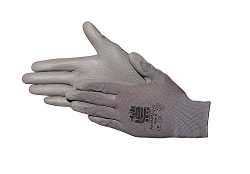 Jah N de 2 de PU de G Nylon Guantes, revestimiento de poliuretano, ultrafina, Gris, tamaño 9, 24 unidades)