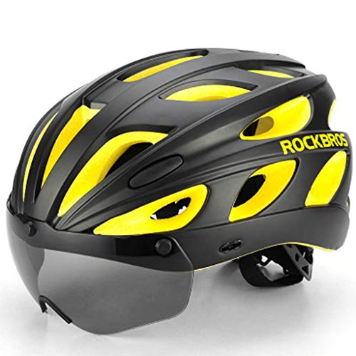 JM- Casco de Bicicleta para Adultos, Hombres y Mujeres Profesionales, protección de Seguridad, Casco liviano Ajustable con Gafas, Moldeado de una Pieza polarizado (Color : D)