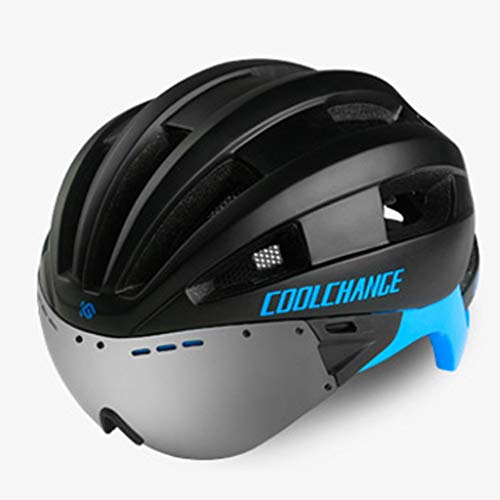 JM- Casco de Ciclismo con Gafas, Gafas integradas, Hombres y Mujeres, Bicicleta de montaña, Equipo de Bicicleta Casco