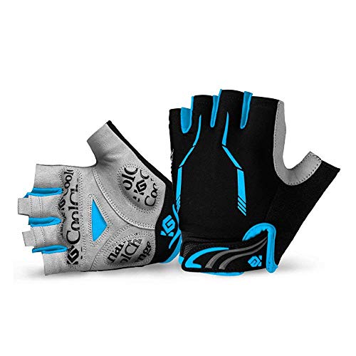 JOGVELO Guantes Ciclismo, Guantes MTB Cortos con 5MM Gel Almohadilla de Bici Verano para Hombre (Azul, L)