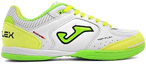 Joma Top Flex, Zapatilla de fútbol Sala, White-Yellow, Talla 8.5 US (42 EU)