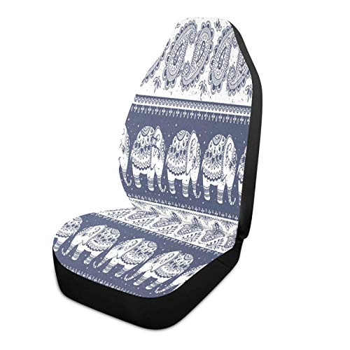 JONINOT Funda de Asiento Delantero con diseño Tribal Ele-Ph-Ant para Coches,decoración de Coche,Funda de Asiento de Cubo,Fundas de Asiento para Mascotas duraderas (2 Piezas)